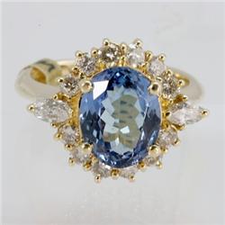 Genuine  3.77 ctw Tanzanite & Diamond Ring 14KT Yellow Gold Ring Size 7