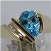 Genuine 2.57 ctw Blue Topaz & Diamond Ring 14KT Gold-Yellow 