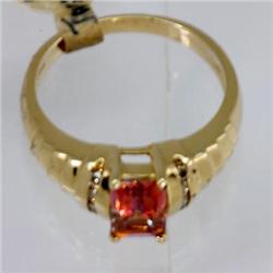 Genuine 1.20 ctw Pink Rose Mystic Topaz & Diamond Ring 14KT Yellow Gold 