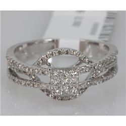 Genuine 0.76 ctw Princess cut Diamond Ring 14kt White Gold