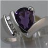 Genuine 1.90 ctw Amethyst & Diamond  Ring 14KT Gold-White 