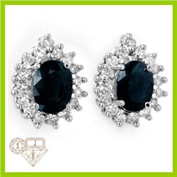 Genuine 3.87 ctw Sapphire & Diamond Earrings 14K Gold