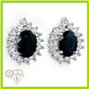 Genuine 3.87 ctw Sapphire & Diamond Earrings 14K Gold