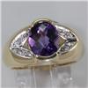 Genuine 2.31 ctw Amethyst  & Diamond Ring 14KT Yellow Gold 