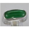 Genuine 19X8MM Green Jade Ring 14KT Gold-White 