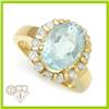 Genuine 4.69 ctw Aqua Marine & Diamond Ring 10KT Gold