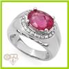 Image 1 : Genuine 3.86 ctw Pink Tourmaline & Diamond Ring 10K Gold
