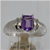 Genuine 1.09 ctw Amethyst & Diamond Ring 14KT White Gold 