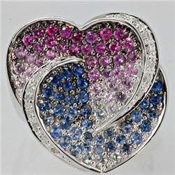 Genuine  1.94 ctw Pink Sapphire& Diamond Ring 14KT White Gold Ring Size 7.5