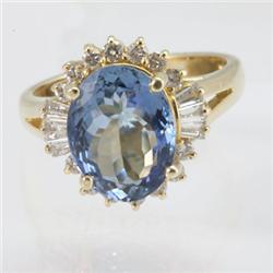 Genuine  4.93 ctw Tanzanite & Diamond Ring 14KT Yellow Gold Ring Size 7.5