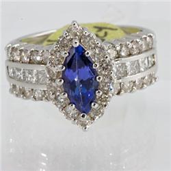 Genuine  2.56 ctw Tanzanite & Diamond Ring 14KT White Gold Ring Size 7.5