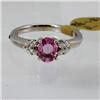 Genuine  1.0 ctw Pink Sapphire& Diamond Ring 14KT White Gold Ring Size 7