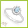 Genuine 0.49ctw Aquamarine & Diamond Ring 14K Gold