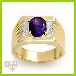 Genuine 2.60 ctw Tanzanite & Diamond Men's Ring Gold