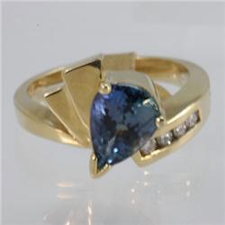 Genuine  2.34 ctw Tanzanite & Diamond Ring 14KT Yellow Gold Ring Size 7