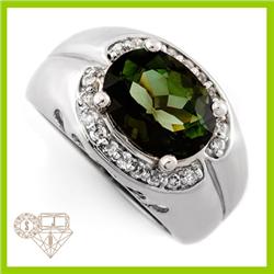 Genuine 3.61 ctw Green Tourmaline & Diamond Ring 10K Gold