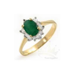 Genuine 1.45 ctw Emerald & Diamond Ring 14K Gold