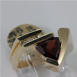 Genuine 1.99 ctw Garnet & Diamond Ring 14KT Yellow Gold 