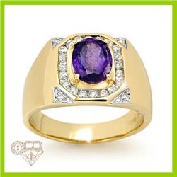 Genuine 3.14 ctw Tanzanite & Diamond Men's Ring 14K Gold