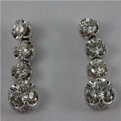 Genuine  2.62 ctw Diamond Dangle Earring 14KT White Gold 