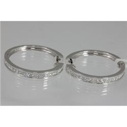 Genuine  1.18ctw Diamond Princess Cut Earring 18KT White Gold 