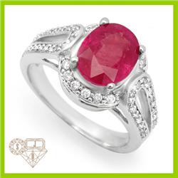 Genuine 4.54ctw Ruby & Diamond Ring 10K White Gold