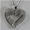Genuine  0.98 ctw Diamond Heart Pendant  Necklace 18KT White Gold 