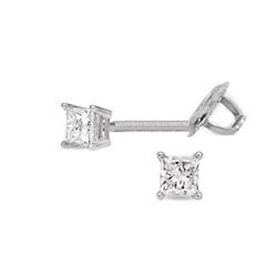 0.25 ctw Princess cut Diamond Stud Earrings F-G, VVS