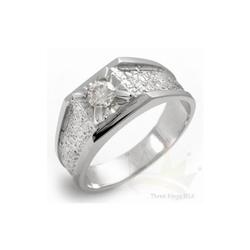 Genuine 0.40 ctw Diamond Men's Ring 14K White Gold
