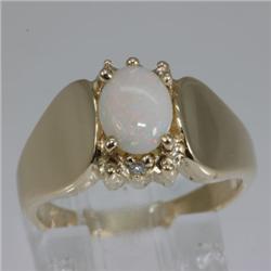 Genuine  0.56 ctw OpaL & Diamond Ring 10KT Yellow Gold 
