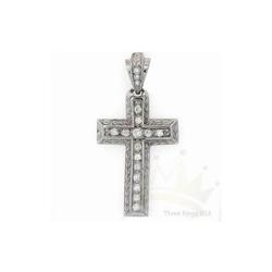 Genuine 0.60 ctw Diamond Cross Pendant 14K Gold