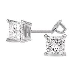 2.50 ctw Princess cut Diamond Stud Earrings F-G, SI2
