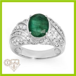 Genuine 5.29 ctw Emerald & Diamond Men's Ring 14K Gold
