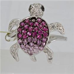 Genuine  1.09 ctw Pink Sapphire & Diamond Ring 14KT White Gold Ring Size 7