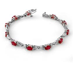 Genuine 7.14 ctw Ruby & Diamond Bracelet White Gold