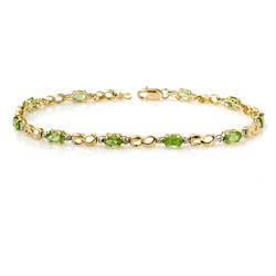 Genuine 2.29 ctw Peridot & Diamond Bracelet Yellow Gold