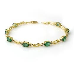 Genuine 4.14 ctw Emerald & Diamond Bracelet Yellow Gold