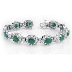 Genuine 16.03 ctw Emerald & Diamond Bracelet White Gold