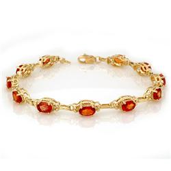 Genuine 8.02 ctw Orange Sapphire Bracelet 10K Yellow Gold