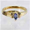 Image 1 : Genuine  0.38 ctw Tanzanite & Diamond Ring 14KT Yellow Gold Ring Size 7