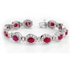 Image 1 : Genuine 16.03 ctw Ruby & Diamond Bracelet 14K White Gold