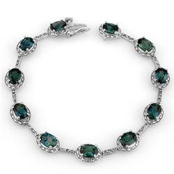 Genuine 15.43 ctw Blue Sapphire & Diamond Bracelet Gold