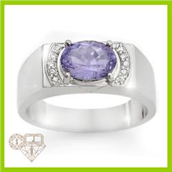 Genuine 2.62 ctw Tanzanite & Diamond Men's Ring 10K Gold