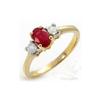 Image 1 : Genuine 1.0 ctw Ruby & Diamond Ring 14K Yellow Gold