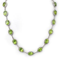 Genuine 45.03 ctw Peridot & Diamond Necklace White Gold