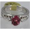Image 1 : Genuine  1.47 ctw  Tourmaline Ring  14KT White Gold  Ring Size  7.5