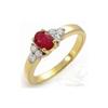 Image 1 : Genuine 0.84 ctw Ruby & Diamond Ring 14K Yellow Gold