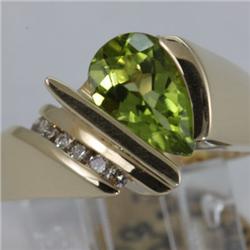 Genuine 1.97 ctw Peridot & Diamond Ring 14KT Gold-Yellow 