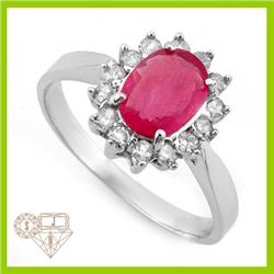 Genuine 1.31 ctw Ruby & Diamond Ring 10K White Gold