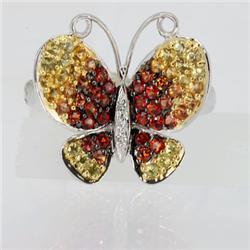 Genuine  1.43 ctw Multi-Sapphire & Diamond Ring 14KT White Gold Ring Size 7